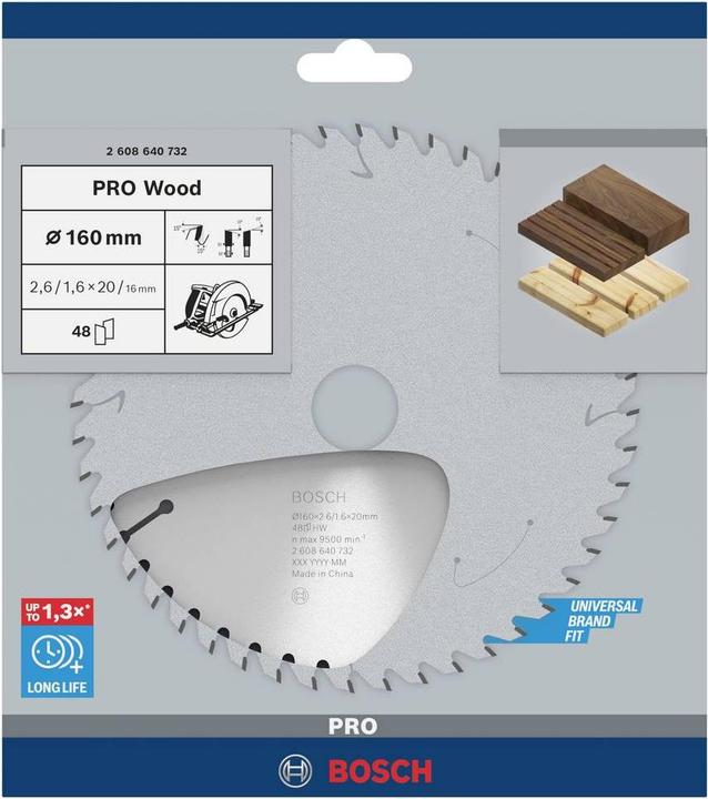 Actual product image Bosch Professional Zubehör PRO Wood circular saw blade, 160 x 2.6 x 20 mm