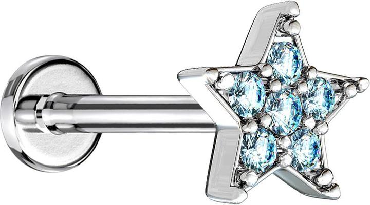 Immagine prodotto Star Piercing Micro Labret filo interno argento stella cristallo acqua (Ottone)