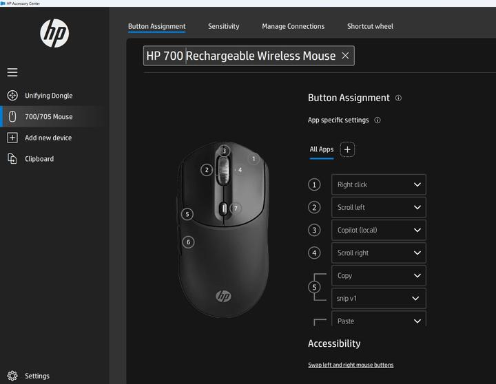 Image du produit HP 700 Rechargeable Wireless Mouse (P) (Sans fil)