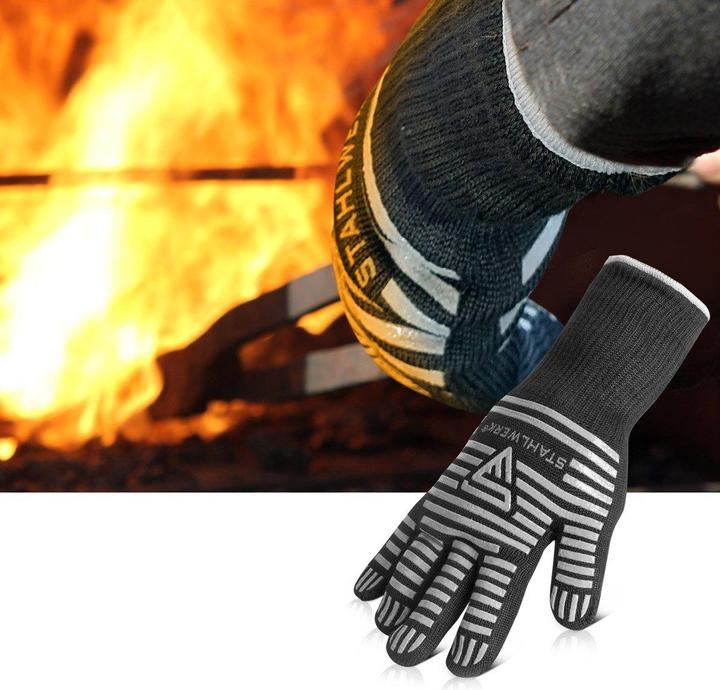 Actual product image Stahlwerk Heat-resistant gloves up to 800°C EN 407:2004 made of ARAMID fabric (One size)