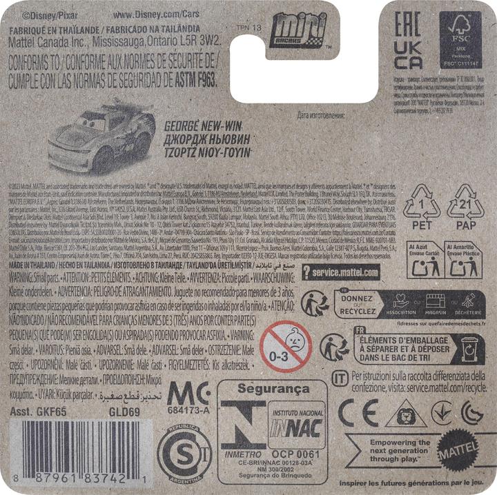 Actual product image Mattel Mini Dsney Cars - George New-Win για 3+ ετών GLD69