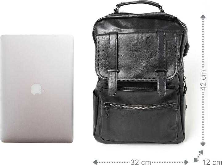 Image du produit Hermex Sac à dos pour ordinateur portable Sac à dos de jour Sac à dos d'affaires Sac à dos en cuir PU (15 l)