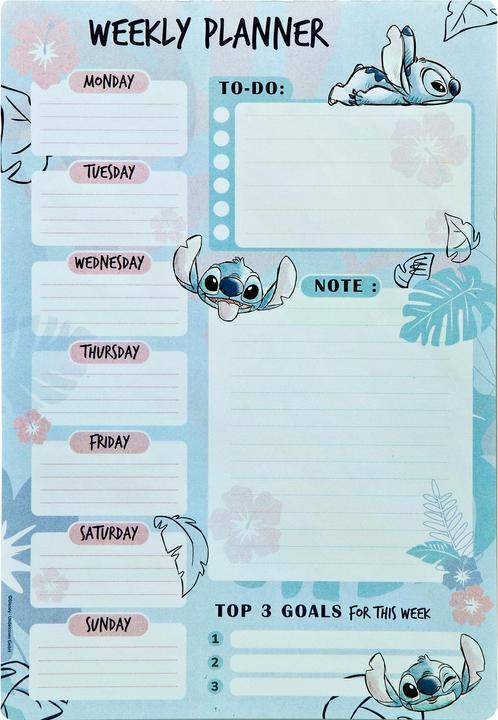 Undercover Wochen-Notizkalender Lilo & Stitch 52 Blatt, 19 x 28 cm (19 x 28 cm, Kein Einband, Englisch)
