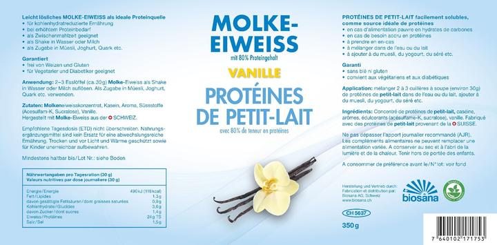 Nährwerte und Zutaten Biosana Molke (1 Stück, Pulver, 350 g)