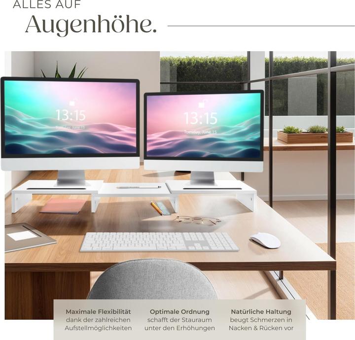 Produktbild tectake Monitorständer Bozen, 3-teilig, inkl. Smartphonehalterungen
