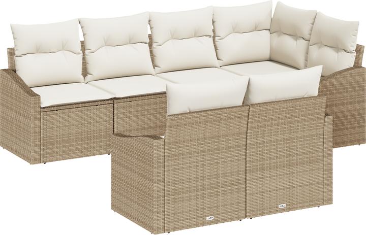 Produktbild VidaXL 7-tlg. Garten-Sofagarnitur mit Kissen Beige Poly Rattan