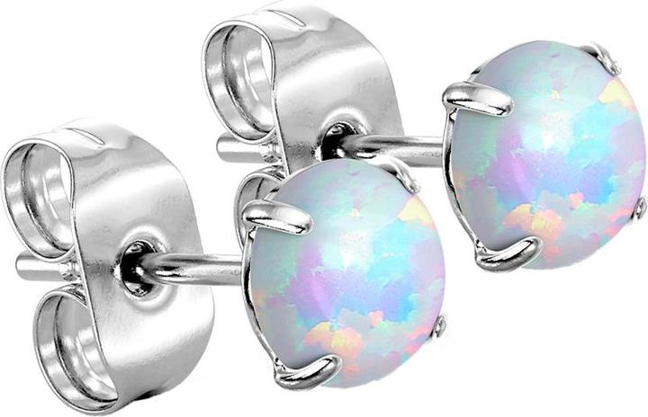Star Piercing Ohrstecker silber mit Opal weiss (Chirurgenstahl 316L, ohne Messing)