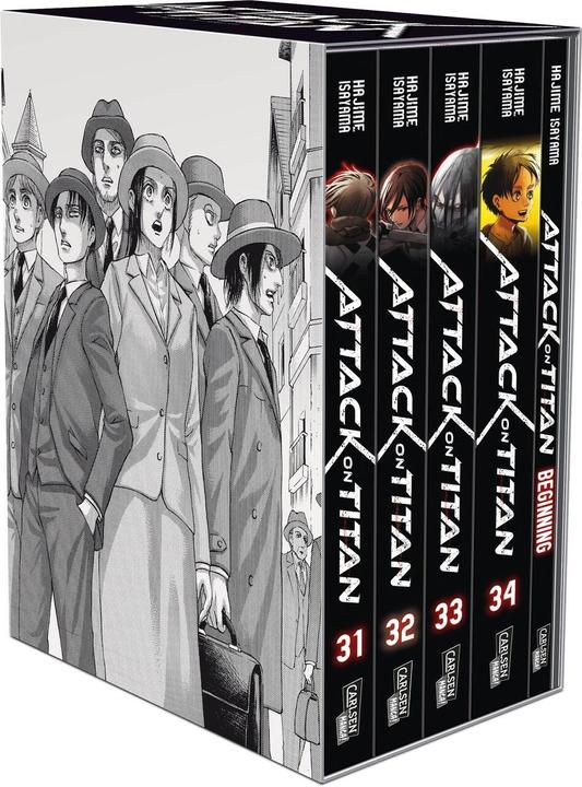 Produktbild Attack on Titan, Bände 31-34 im Sammelschuber mit Extra (Deutsch, Hajime Isayama, 2022)