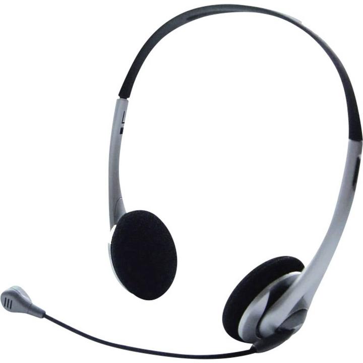 Renkforce Casque informatique supra-auriculaire filaire Stéréo Noir, argent Volume (Filaire)
