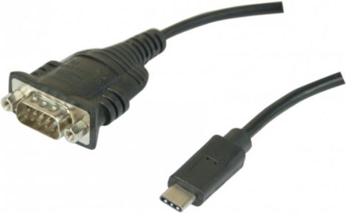 Tecline USB Type C to RS232 Serial Converter, USB St. C / DB9 St. adapter cable for connection of devices (1 m)