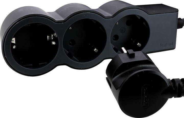 Actual product image Legrand Flat socket strip 3x socket, 3 metre cable Black 694560 (3 x, CEE 32/3, 3 m)