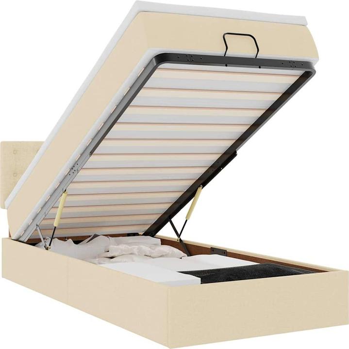 Actual product image VidaXL Ottoman bed with mattress cream 140x200 cm fabric bed frame (140 x 200)