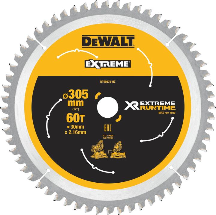 DeWalt FLEXVOLT Mitre Saw Blade 305mmX30mmX60T