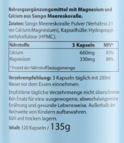 Nutritional values and ingredients Biotanicals Magnesium 120 capsules (120 Piece, Capsules, 135 g)