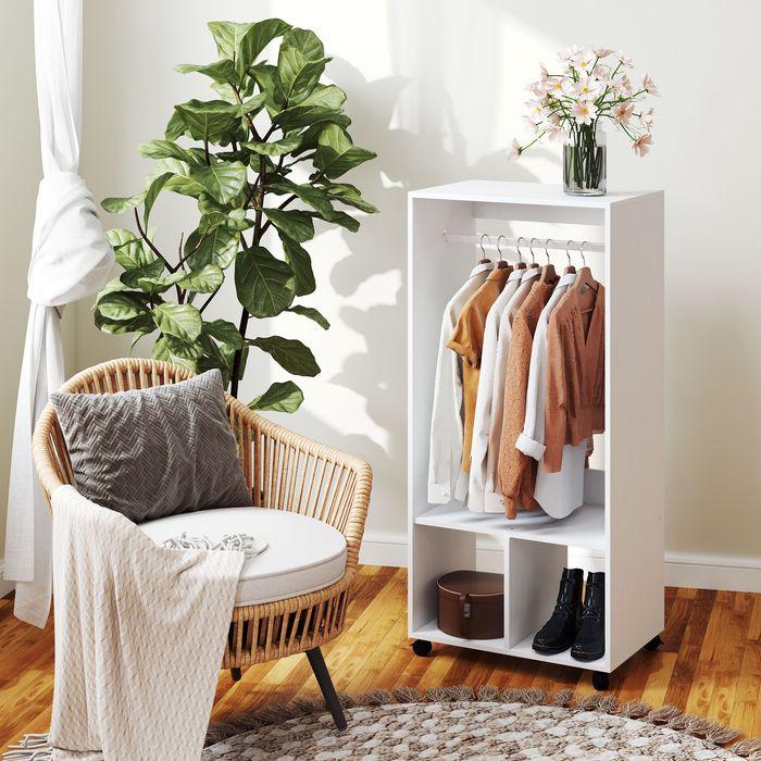 Immagine prodotto Swisshandel24 Mobiler Kleiderschrank Garderobe Schrank Regal für Schlafzimmer Weiss