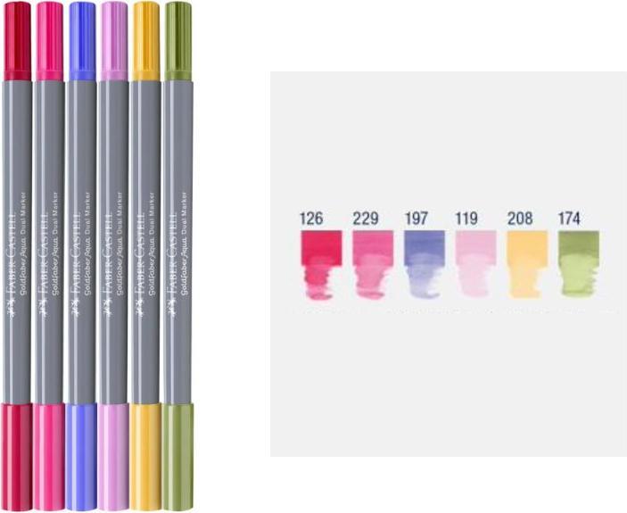 Produktbild Faber-Castell GOFA AQUA DUAL MARKER - Farbstoffmarker (Blumen, 0.40 mm, 6 x)