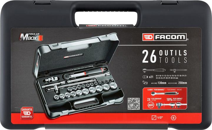 Image du produit Facom Jeu de clés à douilles 1/2" / 25 pièces / S.161-4P6 (1/2")
