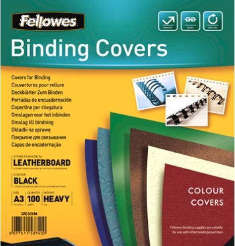 Actual product image Fellowes Delta cover sheet with leather structure, black