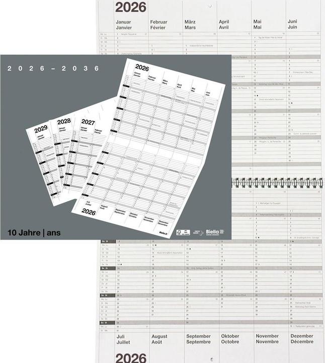 Produktbild Biella 10-Jahres-Kalender (30 x 24 cm, Harter Einband, Französisch, Deutsch)