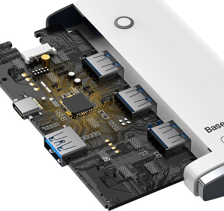 Actual product image Baseus Lite Series 4-Port Type-C HUB Adapter (Type-C to USB 3.0*4 ) 2m White (USB-C, 80 Ports)