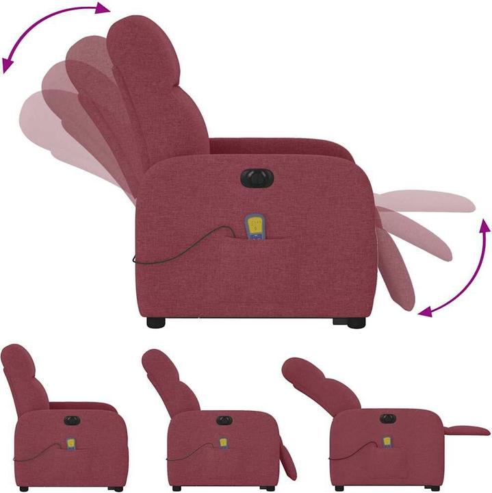 Immagine prodotto VidaXL Poltrona massaggiante elettrica con ausilio per l'assistenza in piedi in tessuto rosso vino