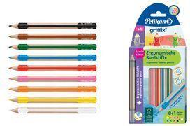 Actual product image Pelikan Coloured pencil case 8+1ST Griffix WV assorted (Assorted colours, incl. pencil, 10 x)
