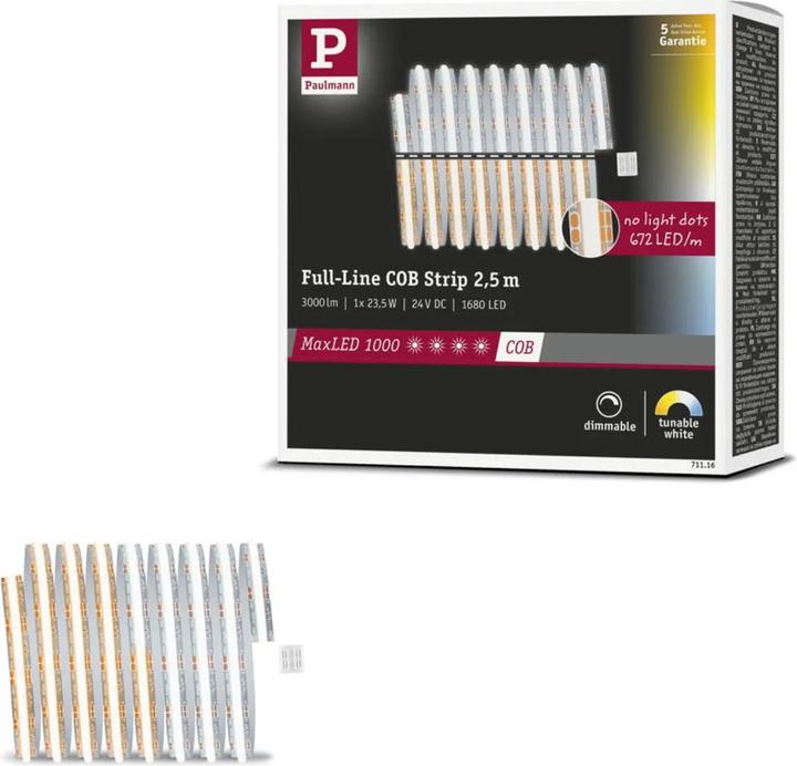 Image du produit Paulmann Bande COB MaxLED 1000 Full-Line (Blanc neutre, Blanc froid, Blanc chaud, 250 cm, Intérieur)