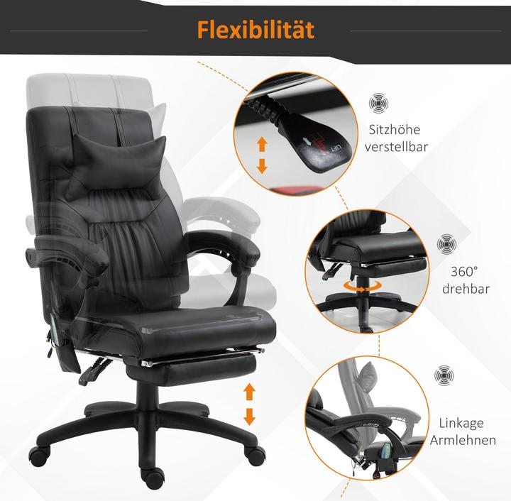 Produktbild Vinsetto Bürostuhl Massagesessel, zeitgenössisches Design, nüchtern und elegant