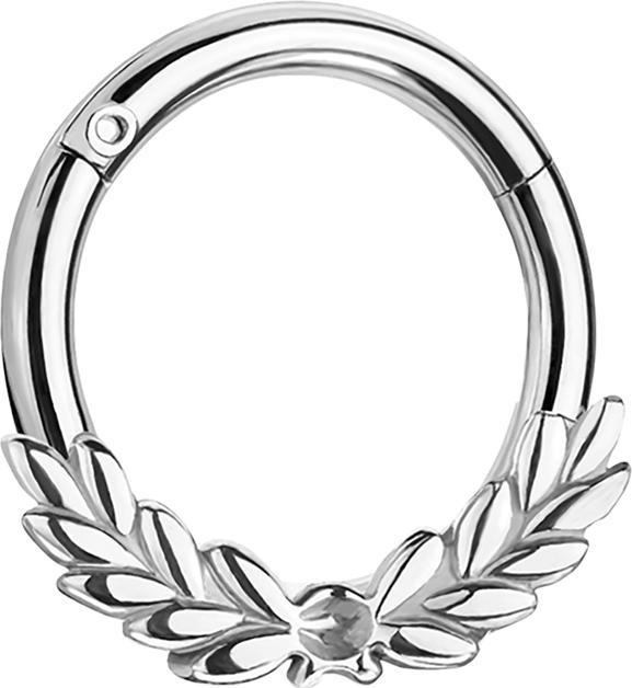 Star Piercing Micro Segmentring klappbar silber mit Lorbeerkranz (Chirurgenstahl 316L, ohne Messing)