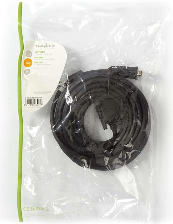 Produktbild Nedis VGA-Kabel VGA Stecker VGA Stecker Vernickelt Maximale Auflösung: 1280x768 10.0 m rund ABS Schw (10 m, VGA)
