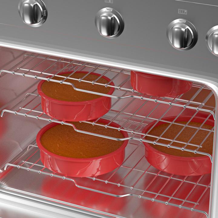 Produktbild Intirilife 4-teiliges Set runde Silikon Kuchenbackformen in Rot - 10 cm, 16.3 cm, 19.8 cm, 25 cm (25 cm)