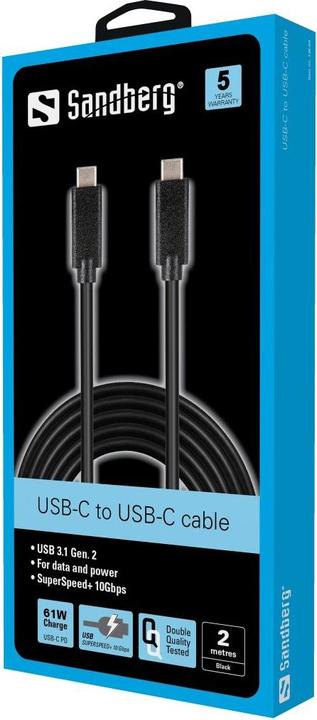 Actual product image Sandberg USB-C to USB-C (2 m, USB 3.1)