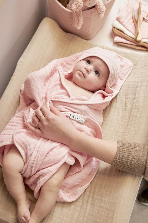 Meyco MUSSELIN KAPUZENTUCH - SOFT PINK - 80X80CM