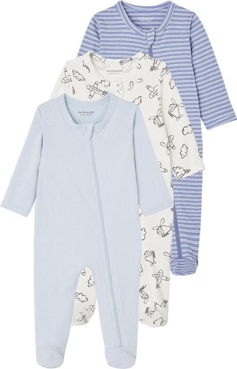 Vertbaudet 3er-Pack Baby Strampler mit Reissverschluss BASICS (50)