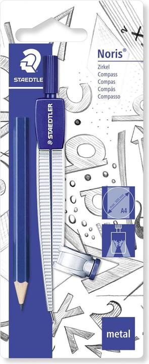 Image du produit Staedtler Noris 550 Compas d'écolier, 300 mm, 124 mm, argent, avec adaptateur universel, BK