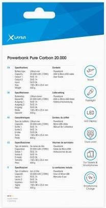 Image du produit Xlayer Powerbank Blanc de carbone pur (15000 mAh, 54 Wh)