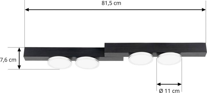 Actual product image Lucande Kellino ceiling light, 4-light, black (600 lm, GU10)