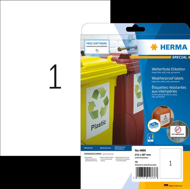 Actual product image HERMA Weatherproof inkjet labels A4