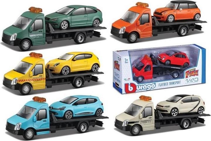 Actual product image Bburago Street Fire Flatbed Transport 1/43 ass.