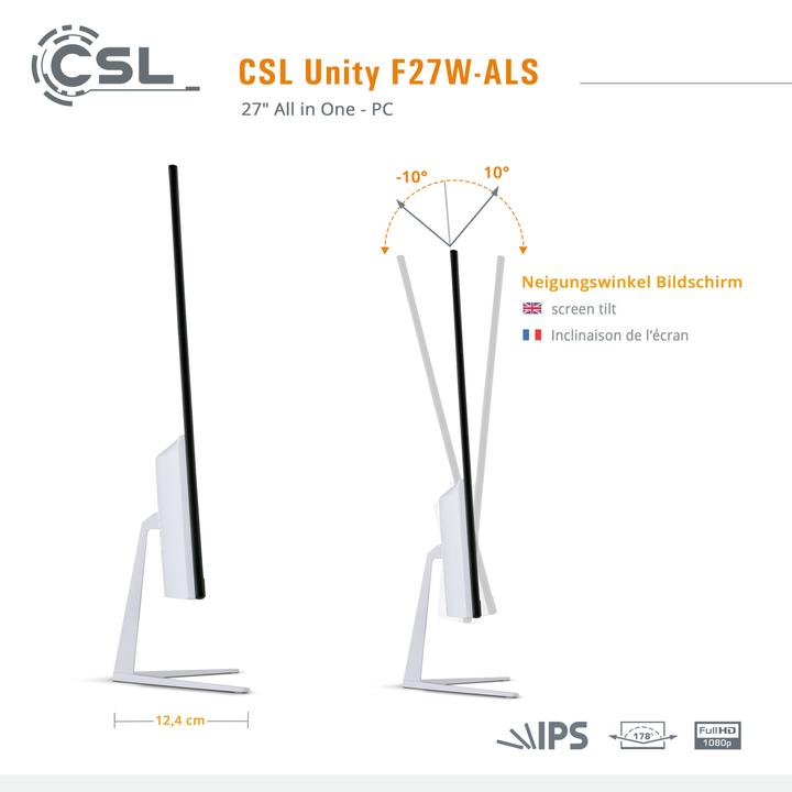 Produktbild CSL All-in-One-PC Unity F27W-ALS, QWERTZ Layout (DE) (32 GB, 2000 GB)