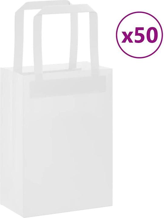 Produktbild VidaXL Kraftpapiertüten 50 Stk. mit Henkel Weiss 15x8x21 cm Papiertüte (Geschenktüte, 50 x)