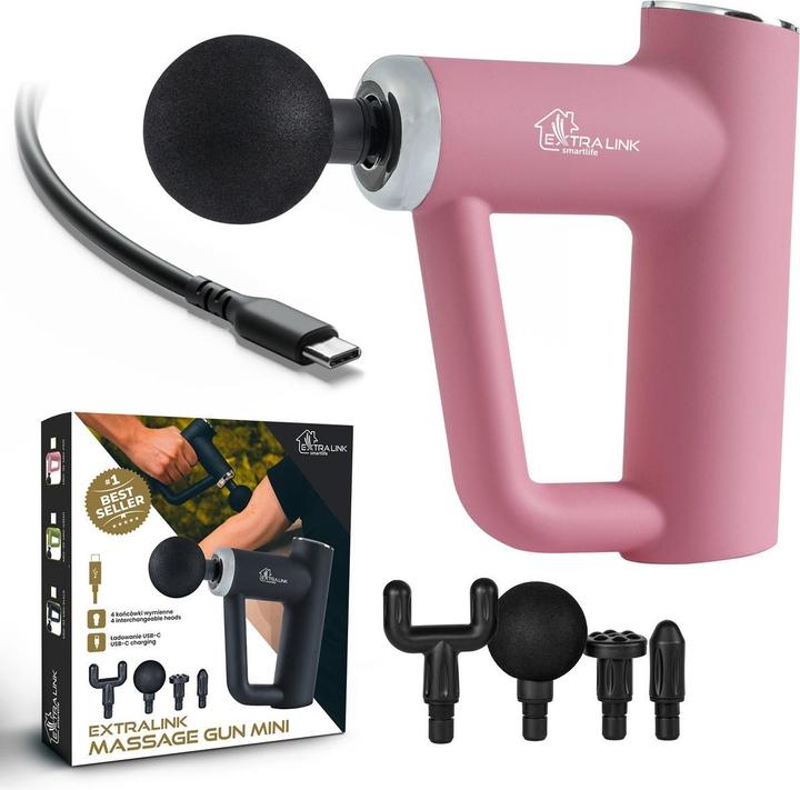 Actual product image Extralink Massage device Mini Pink | Massage device | 4 interchangeable attachments