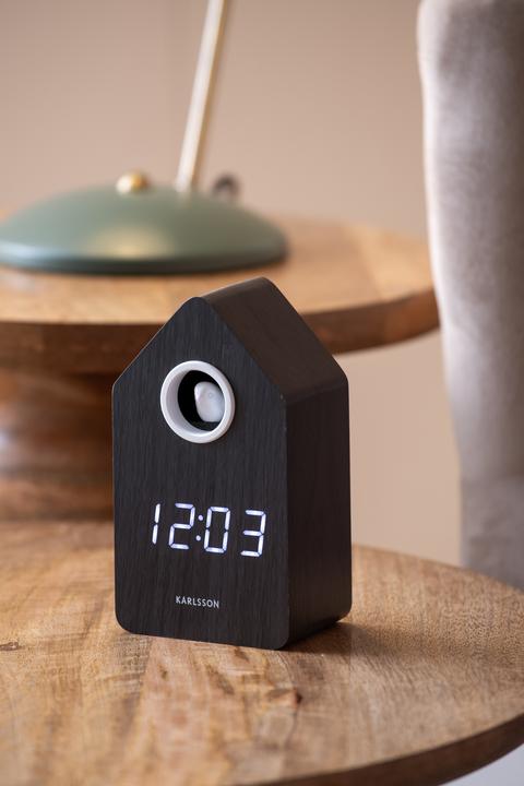 Produktbild Karlsson Digitalwecker Kuckuck Black wood veneer, Funktionen