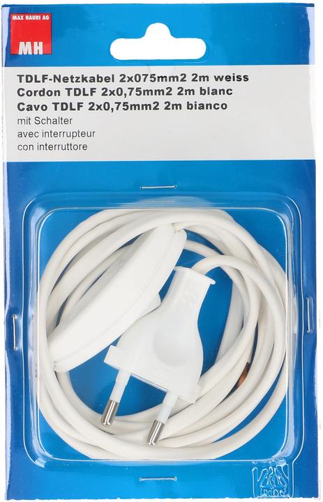 Produktbild Max Hauri TDLF-Netzkabel H03VVH2-F2X0.75 Typ 26 mit Schalter (2 m)