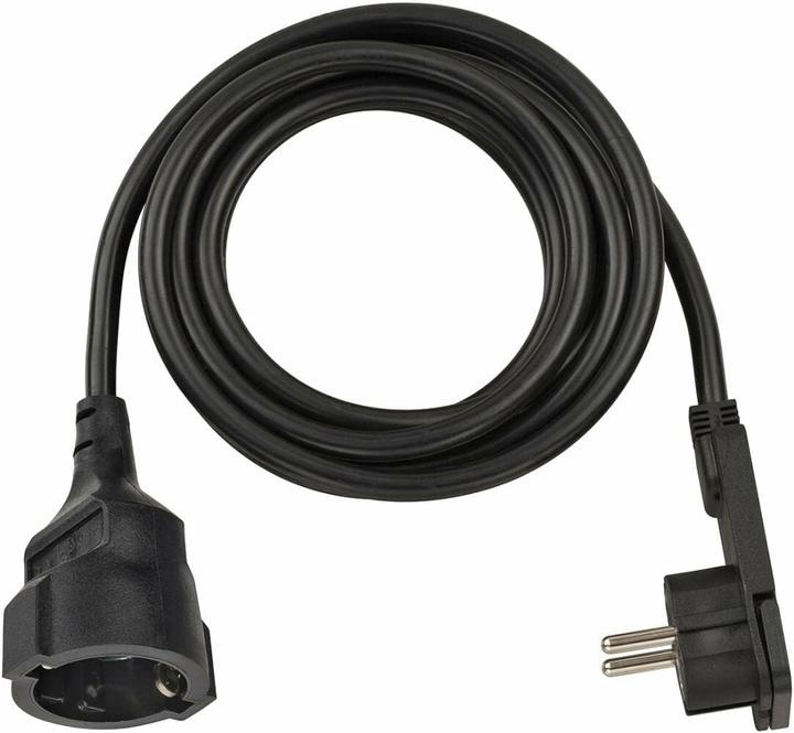 Image du produit Brennenstuhl Câble de rallonge court avec fiche plate coudée 2m H05VV-F3G1.5 noir (2 m, CEE 7/4)