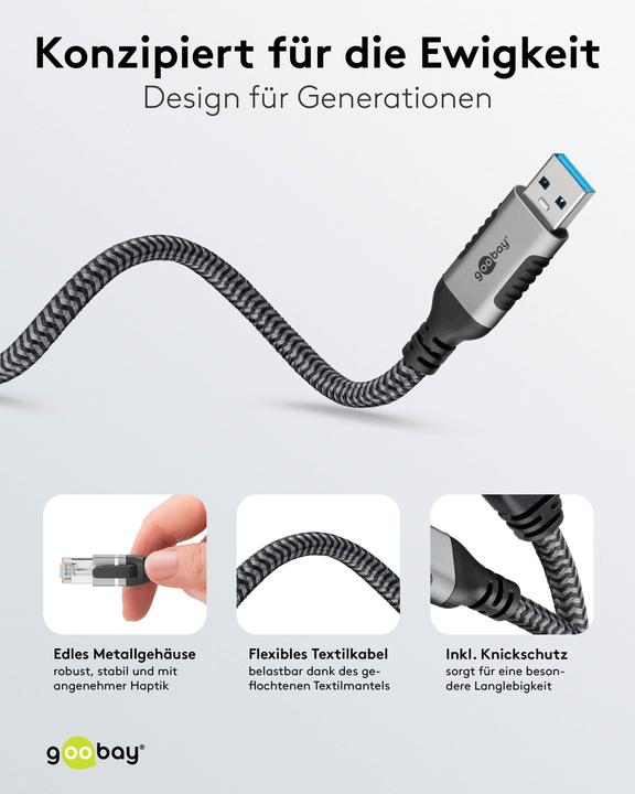 Image du produit Goobay Câble Ethernet USB-A vers RJ45, 7,5 m (F/UTP, CAT6, 7.50 m)