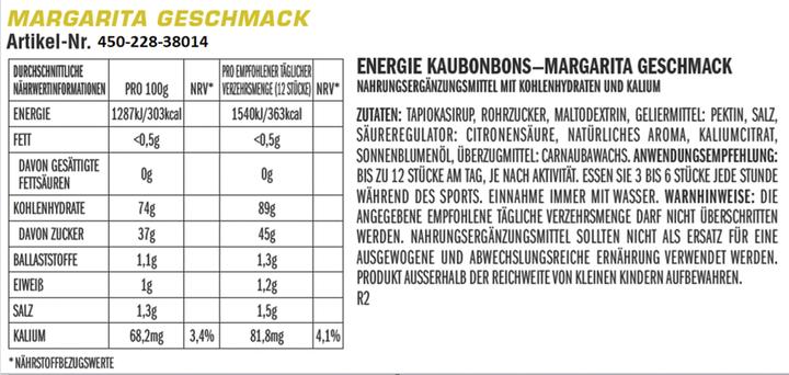 Nutritional values and ingredients Clif Bar Shot Bloks (Margarita, 18 pcs., 1080 g)