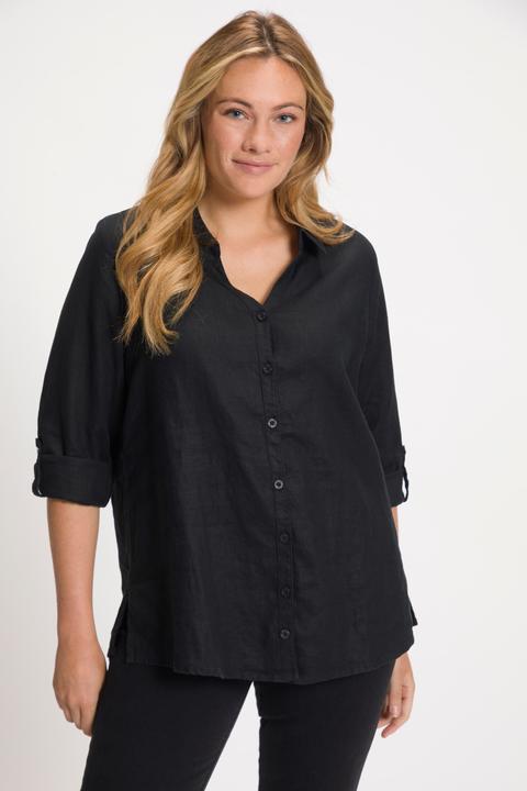 Produktbild Ulla Popken Bluse, Leinen, offener Kragen, Langarm (62)
