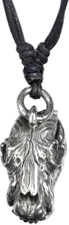 Immagine prodotto Star Piercing Collana nera con ciondolo in argento a forma di teschio di leone (Ottone)