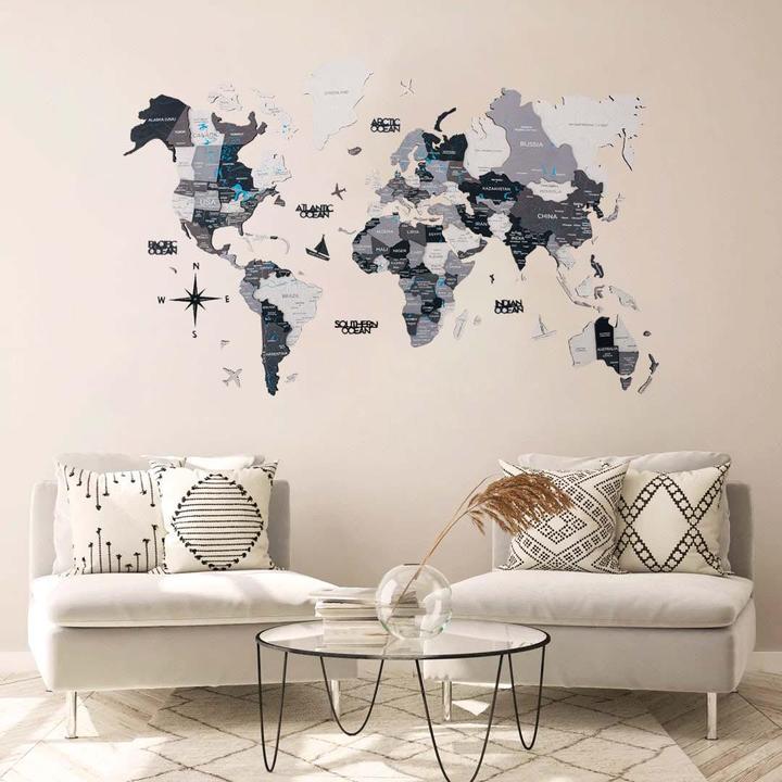 Image du produit Enjoy The Wood Carte du monde en 3D (120 x 200 cm)